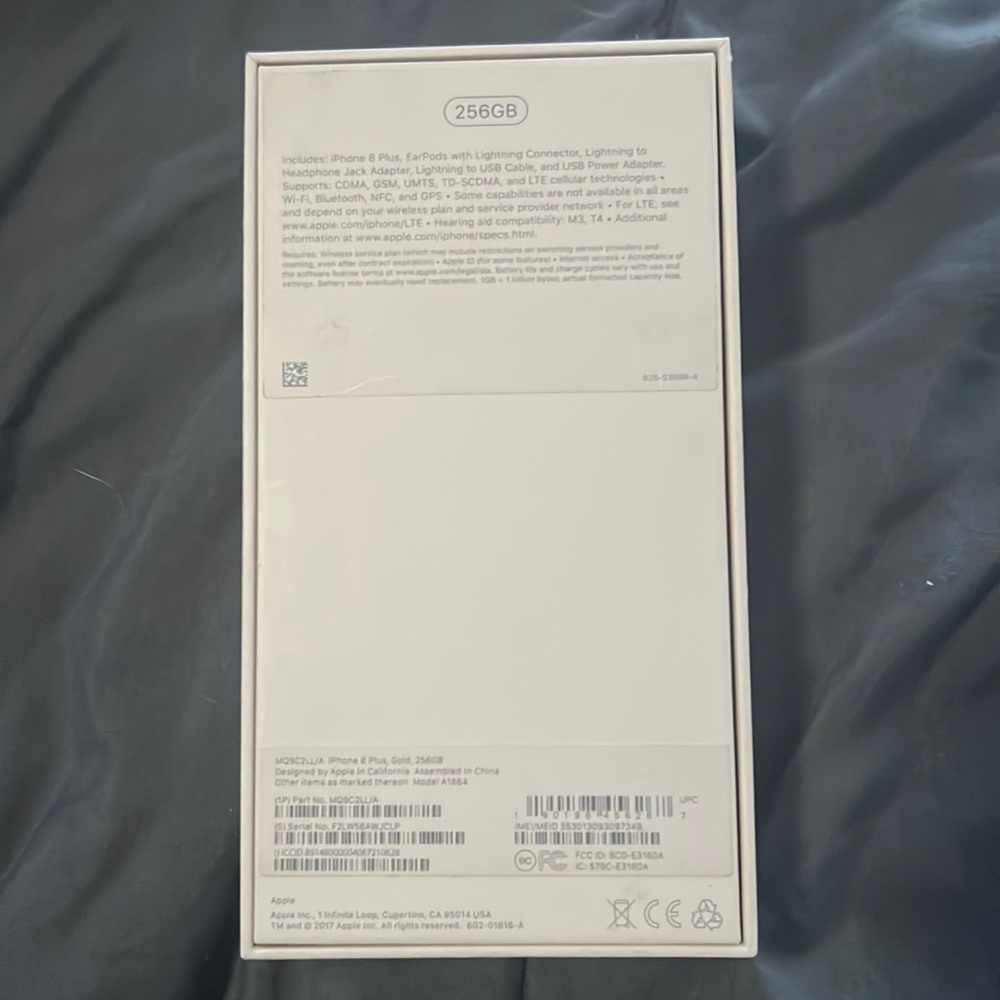 iPhone 8 Plus Gold 256GB empty box